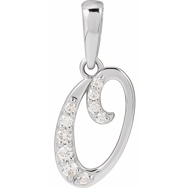 14K White 1/10 CTW Natural Diamond Initial O Pendant