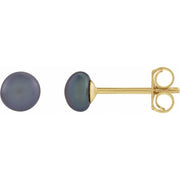 14K Yellow Cultured Black Freshwater Pearl Earrings