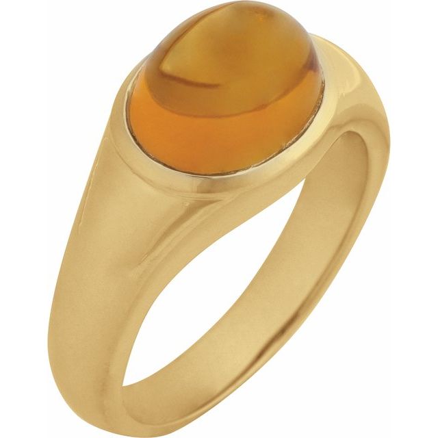 14K Yellow Natural Citrine Cabochon Ring