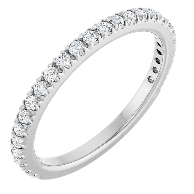 14k White 1/3 Ctw Lab-grown Diamond French-set Anniversary Band