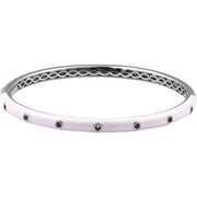 14K White 1.9 mm Round Pink Enamel Bangle 7' Bracelet Mounting