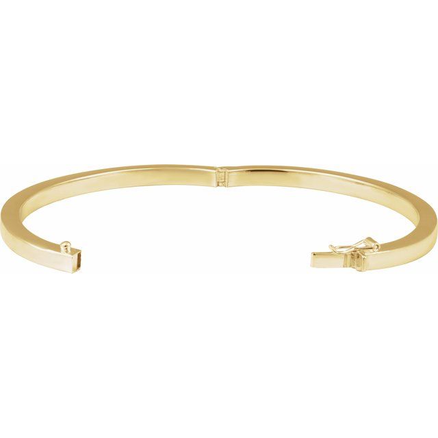 14K Yellow Square Tube Hinged Bangle 7' Bracelet