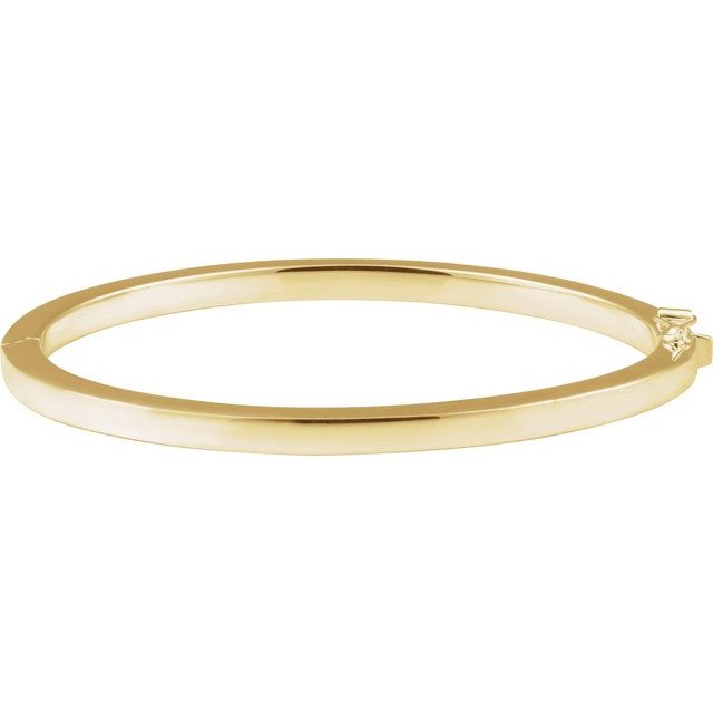 14K Yellow Square Tube Hinged Bangle 7' Bracelet