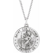 Sterling Silver 18 mm Reversible St. Christopher/U.S. Army Medal 18' Necklace