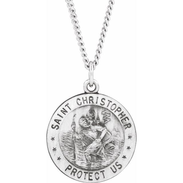 Sterling Silver 18 mm Reversible St. Christopher/U.S. Army Medal 18' Necklace