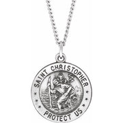 Sterling Silver 18 mm Round St. Christopher Medal U.S. Navy Medal 18' Necklace