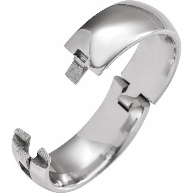 14K White 8 mm CLIQ® Hinged Adjustable Half Round Comfort-Fit Band Size 10