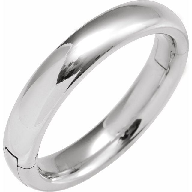 14K White 4 mm CLIQ® Hinged Adjustable Half Round Comfort-Fit Band Size 7