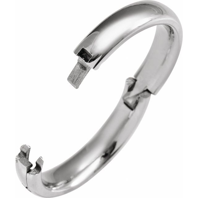 14K White 4 mm CLIQ® Hinged Adjustable Half Round Comfort-Fit Band Size 7
