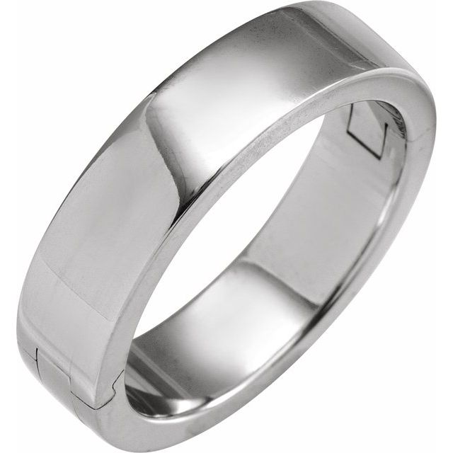 14K White 6 mm CLIQ® Hinged Adjustable Flat Band Size 10