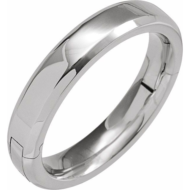 14K White 4 mm CLIQ® Hinged Adjustable Beveled Edge Comfort-Fit Band