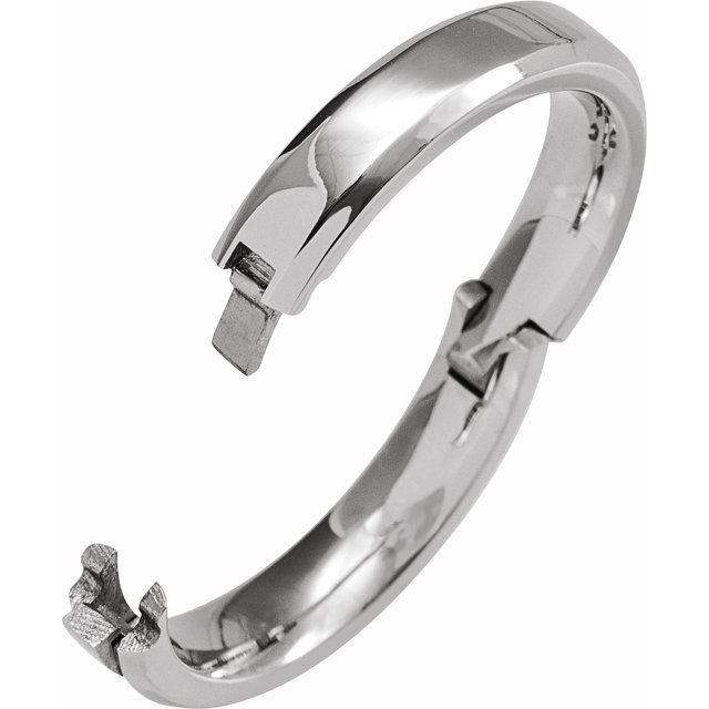 14K White 4 mm CLIQ® Hinged Adjustable Beveled Edge Comfort-Fit Band