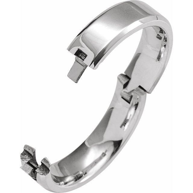 14K White 6 mm CLIQ® Hinged Adjustable Beveled Edge Comfort-Fit Band