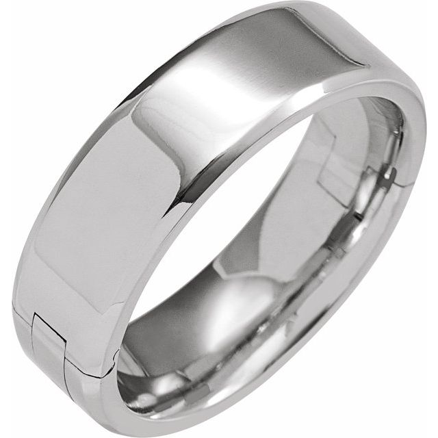 14K White 7 mm CLIQ® Hinged Adjustable Beveled Edge Comfort-Fit Band