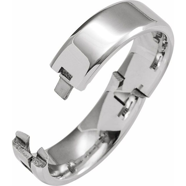 14K White 7 mm CLIQ® Hinged Adjustable Beveled Edge Comfort-Fit Band
