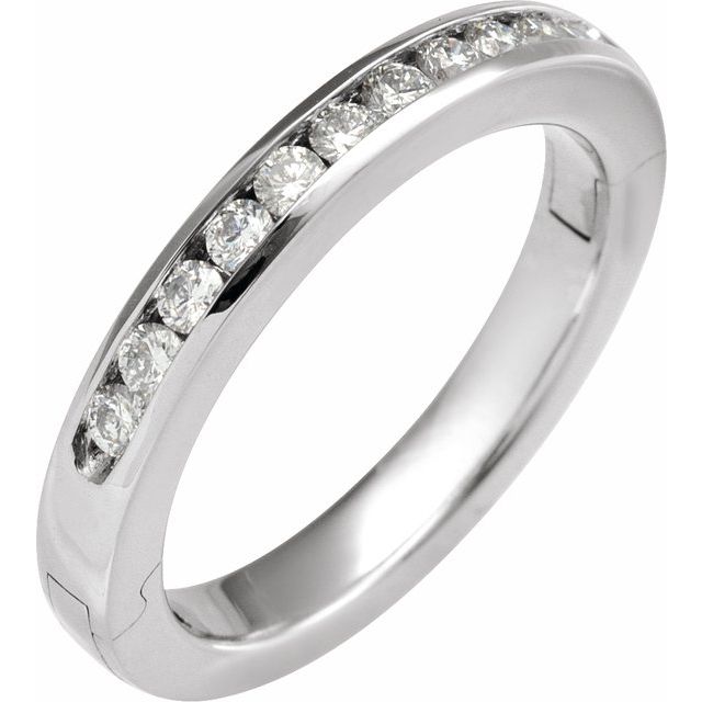 14K White 3/8 CTW Natural Diamond CLIQ® Hinged Adjustable Anniversary Band Size 7