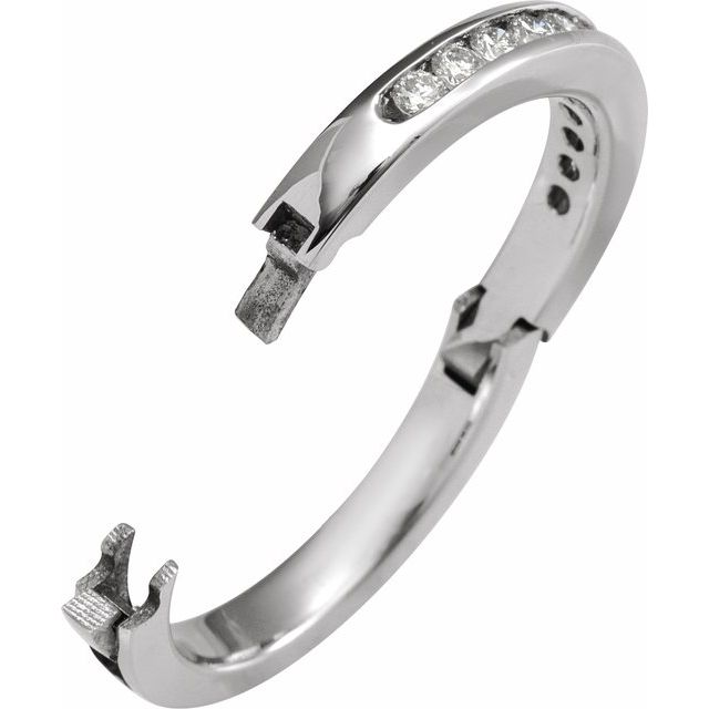 14K White 3/8 CTW Natural Diamond CLIQ® Hinged Adjustable Anniversary Band Size 7