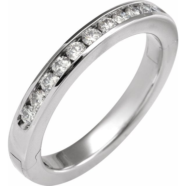 14K White 3/8 CTW Lab-Grown Diamond CLIQ® Hinged Adjustable Anniversary Band Size 5