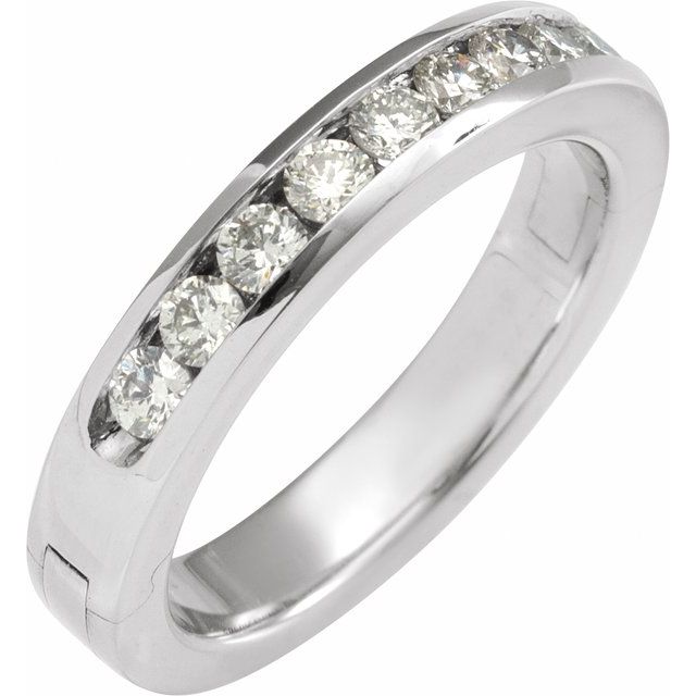 14K White 1/2 CTW Natural Diamond CLIQ® Hinged Adjustable Anniversary Band Size 5