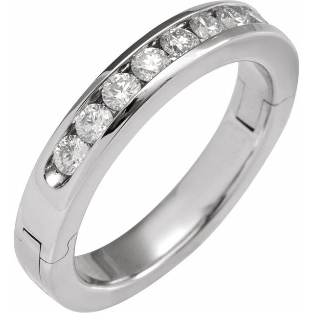 14K White 1/2 CTW Lab-Grown Diamond CLIQ® Hinged Adjustable Anniversary Band Size 5