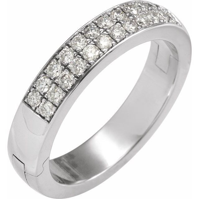 14K White 1/5 CTW Natural Diamond CLIQ® Hinged Adjustable Anniversary Band Size 7
