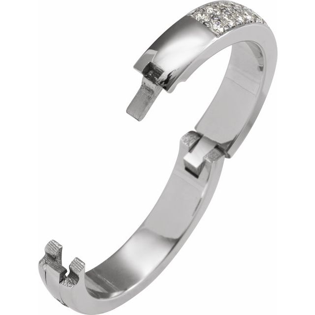 14K White 1/5 CTW Natural Diamond CLIQ® Hinged Adjustable Anniversary Band Size 7