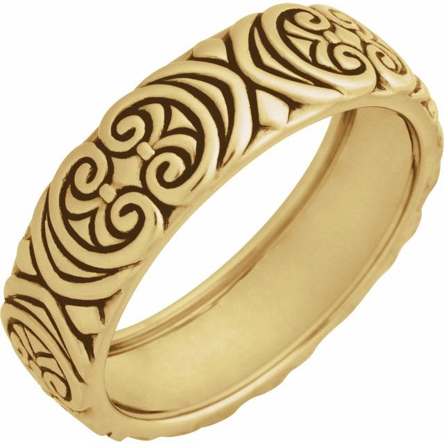 14K Yellow 6.9 mm Sculptural Band Size 7