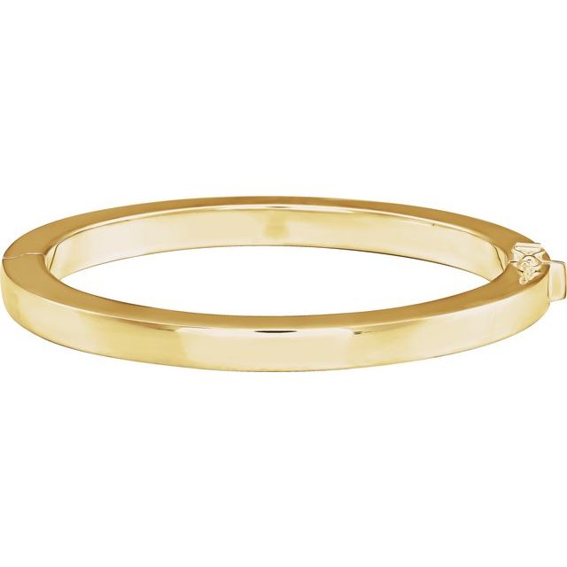 14K Yellow Square Tube Hinged Bangle 7' Bracelet