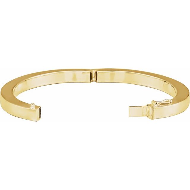 14K Yellow Square Tube Hinged Bangle 7' Bracelet