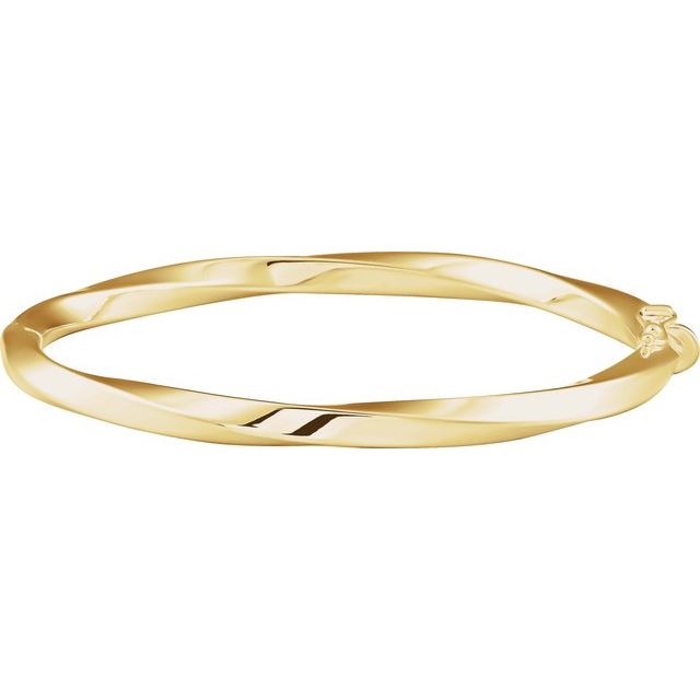 14K Yellow Hinged Twisted 7' Bangle Bracelet