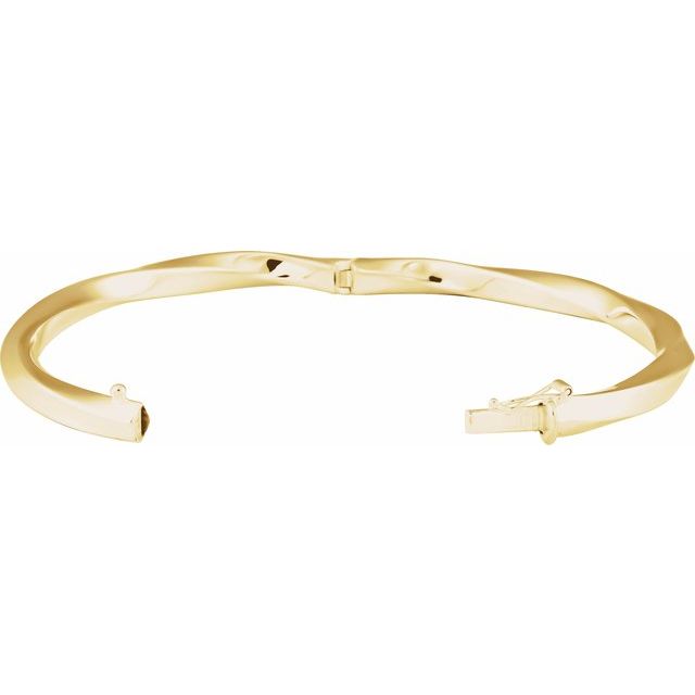 14K Yellow Hinged Twisted 7' Bangle Bracelet