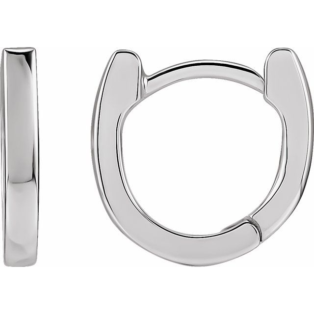 Platinum 12.5 Mm Hinged Hoop Earrings
