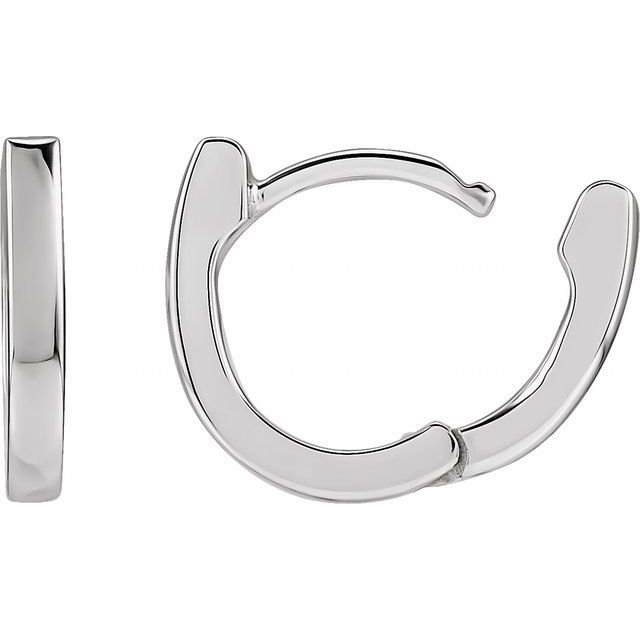 Platinum 12.5 Mm Hinged Hoop Earrings