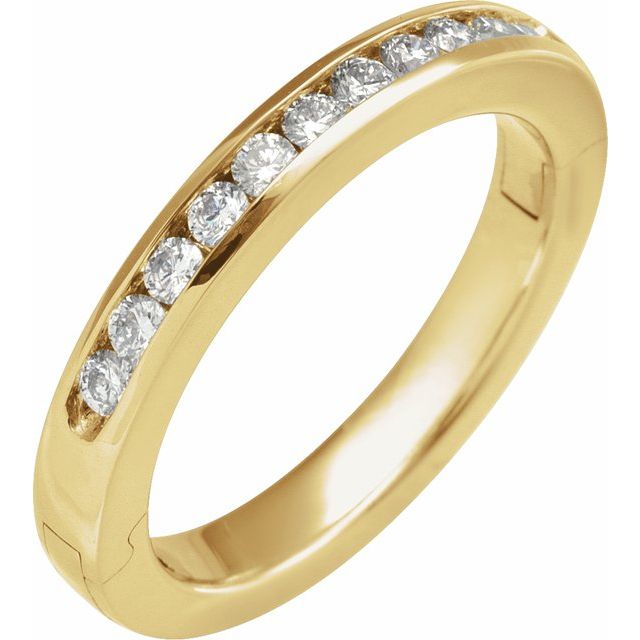 14K Yellow 3/8 CTW Natural Diamond CLIQ® Hinged Adjustable Anniversary Band Size 6