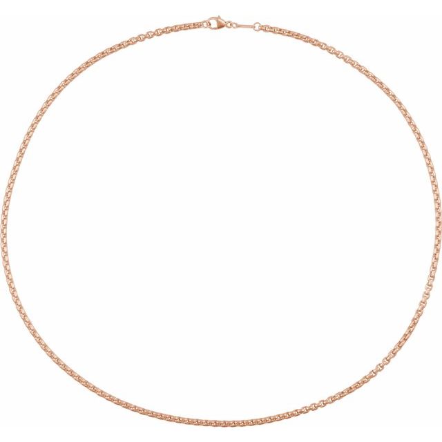 14K Rose 1.8 mm Rounded Box 16' Chain