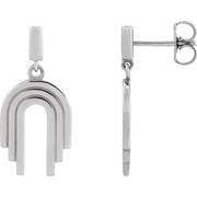 Sterling Silver Geometric Arch Dangle Earrings