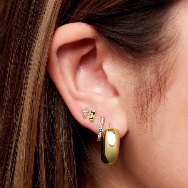 14K Yellow Natural Peridot Channel-Set Earrings
