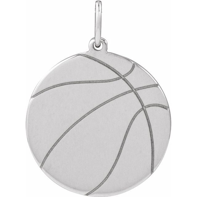 Sterling Silver Engravable Basketball Pendant