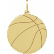 14K Yellow Engravable Basketball Pendant