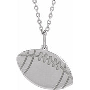 Sterling Silver Engravable Football 16-18' Necklace