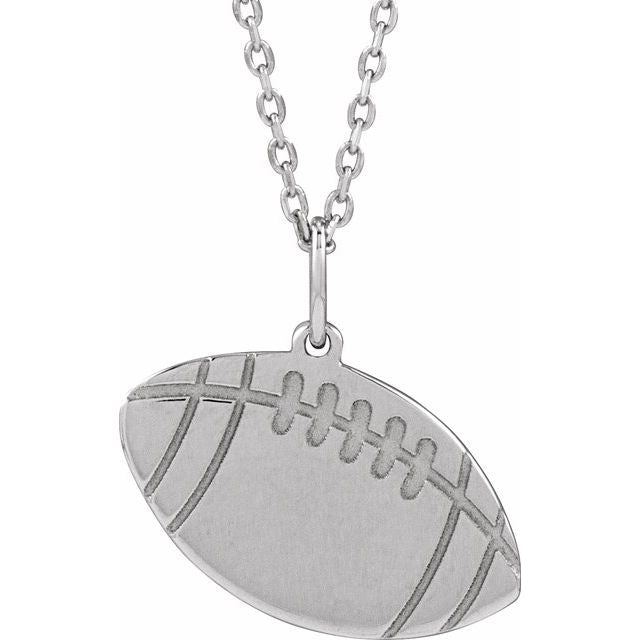 Sterling Silver Engravable Football 16-18' Necklace