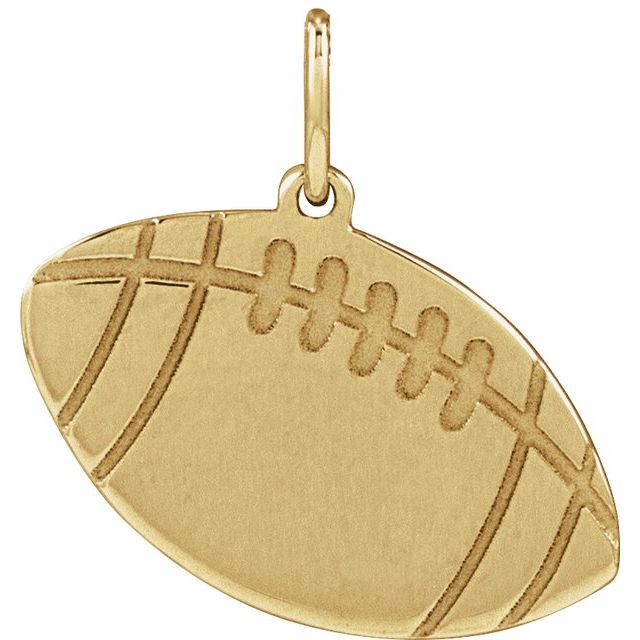 14K Yellow Engravable Football Pendant