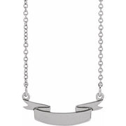 Sterling Silver Engravable Ribbon 16' Necklace