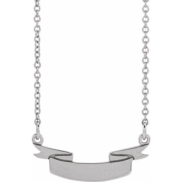 Sterling Silver Engravable Ribbon 16' Necklace