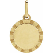 14K Yellow Engravable Sunburst Pendant