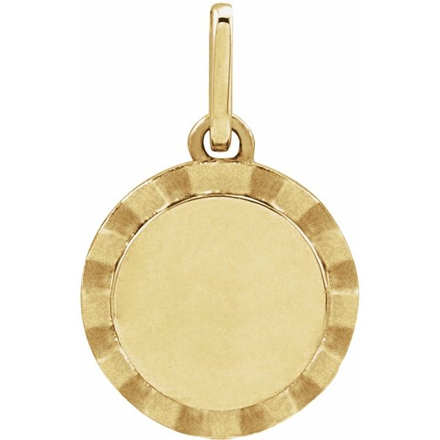 14K Yellow Engravable Sunburst Pendant