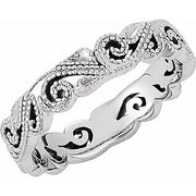 Sterling Silver 4.5 mm Scroll Band Size 6.5