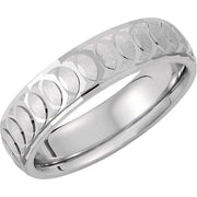 14K White 6 mm Patterned Comfort-Fit Band Size 10.5