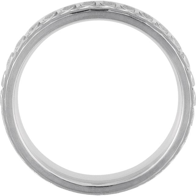 14K White 6 mm Patterned Comfort-Fit Band Size 13