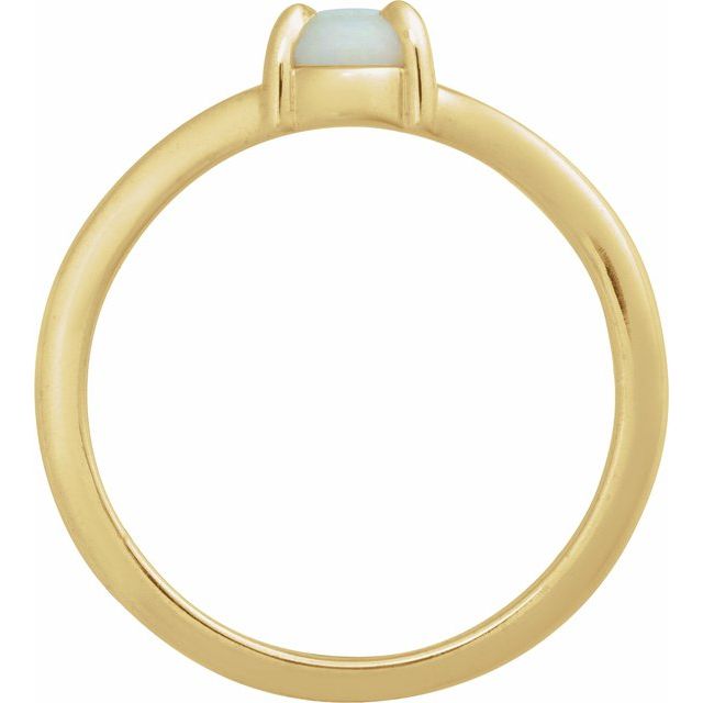 14K Yellow Natural White Opal Cabochon Ring